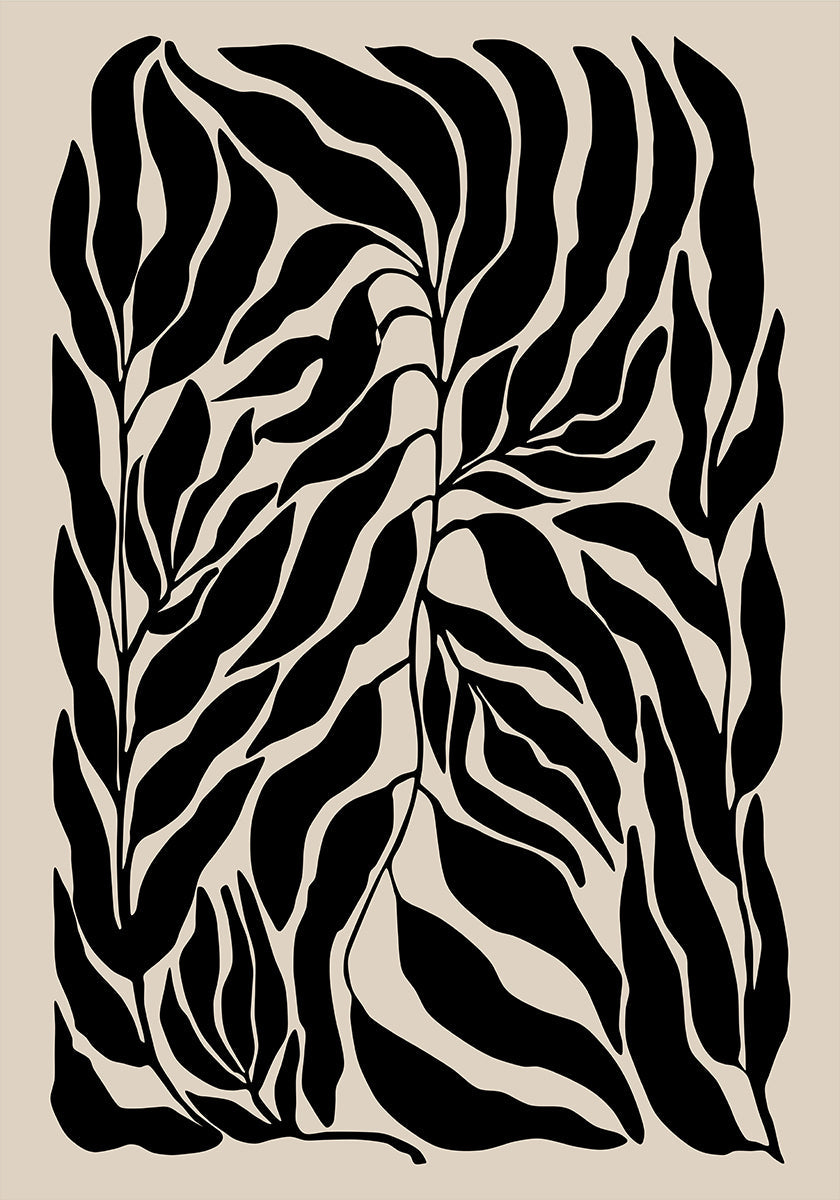 Silhouettes de feuilles noires Poster