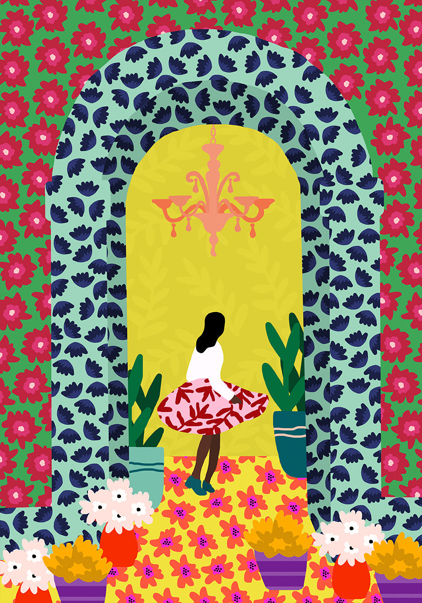 Fille de portail floral