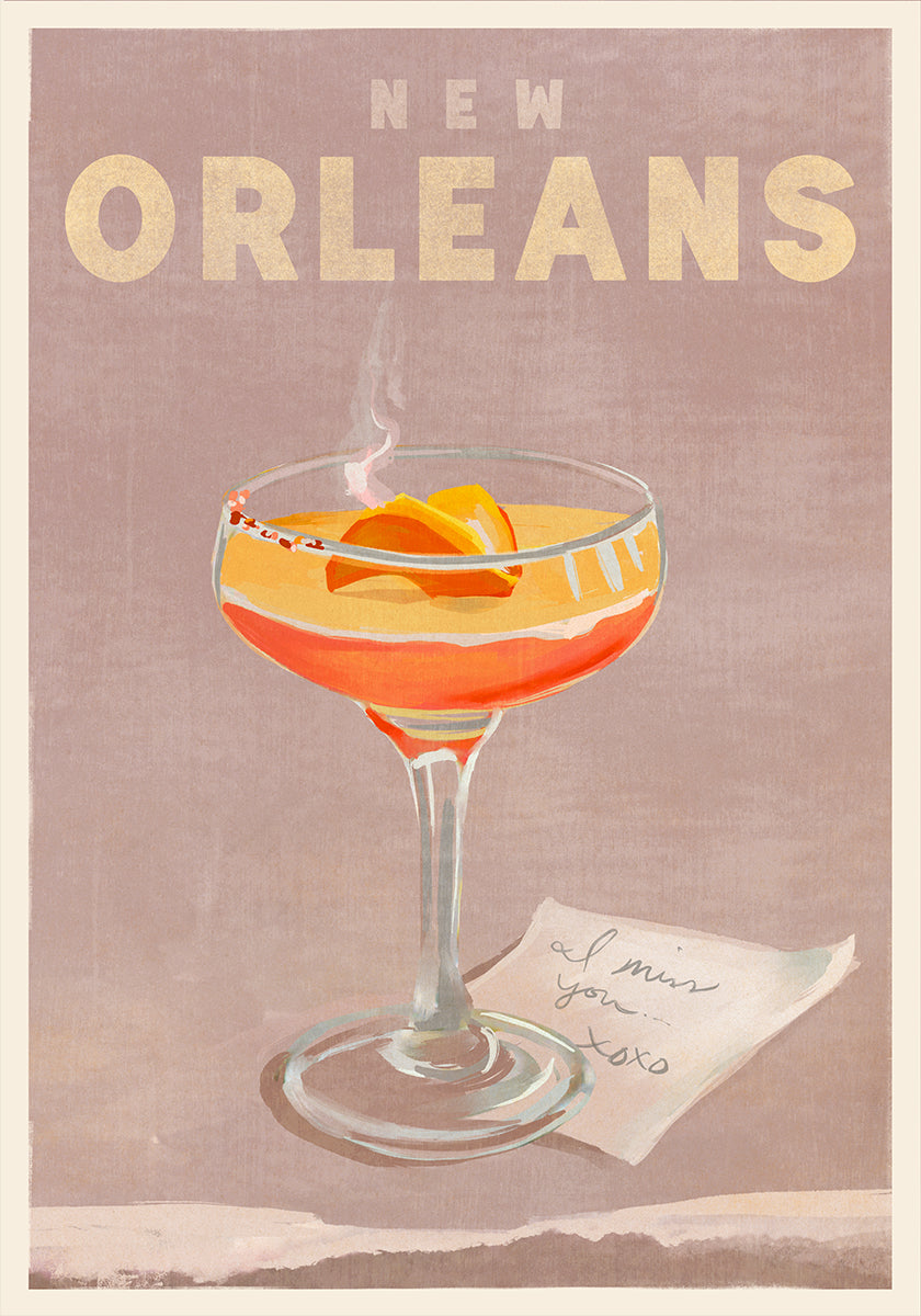 Affiche de voyage cocktail à la Nouvelle-Orléans