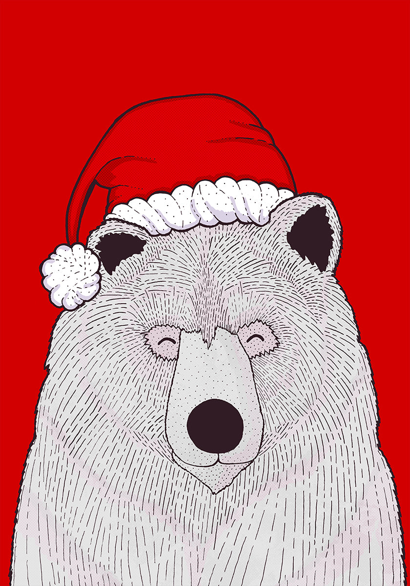 Ours rouge du Père Noël Poster