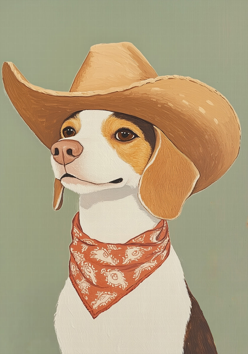 Chien Beagle Cowboy Poster