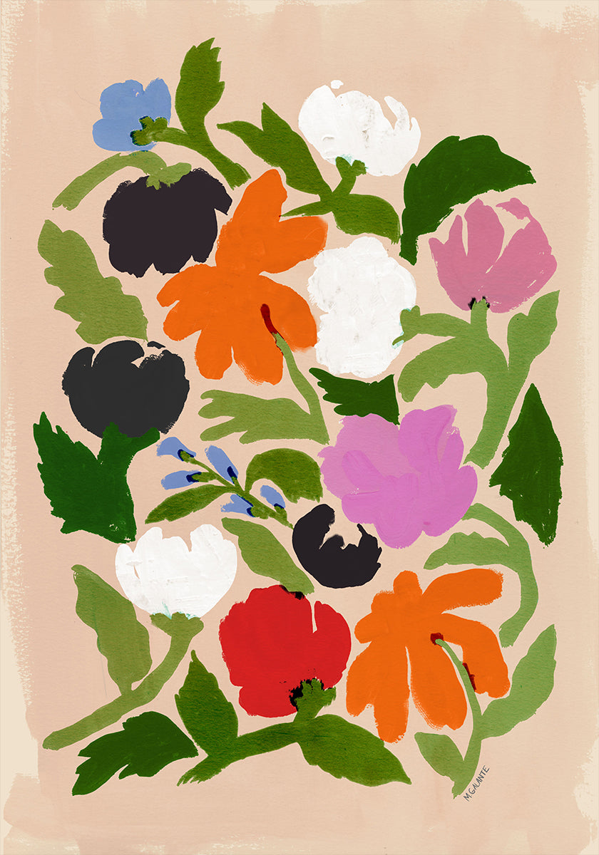 Fleurs abstraites florales vibrantes Poster