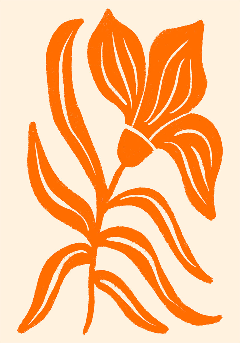 Tulipe stylisée orange abstraite Poster