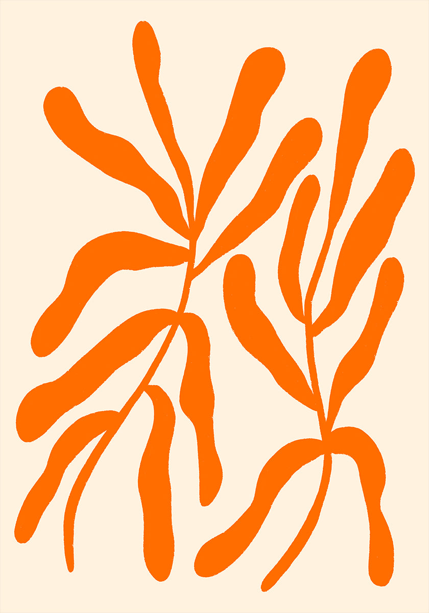 Branches stylisées orange Poster