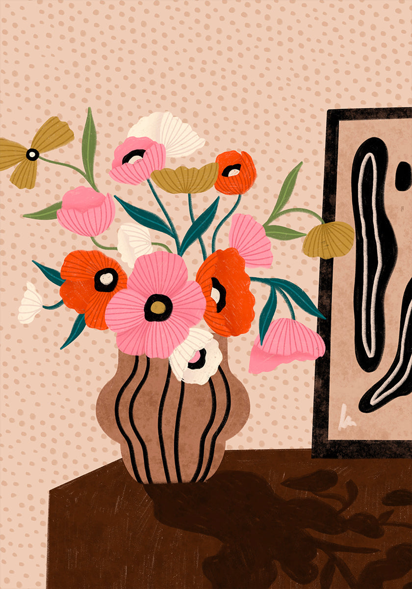 Fleurs sur le buffet Poster