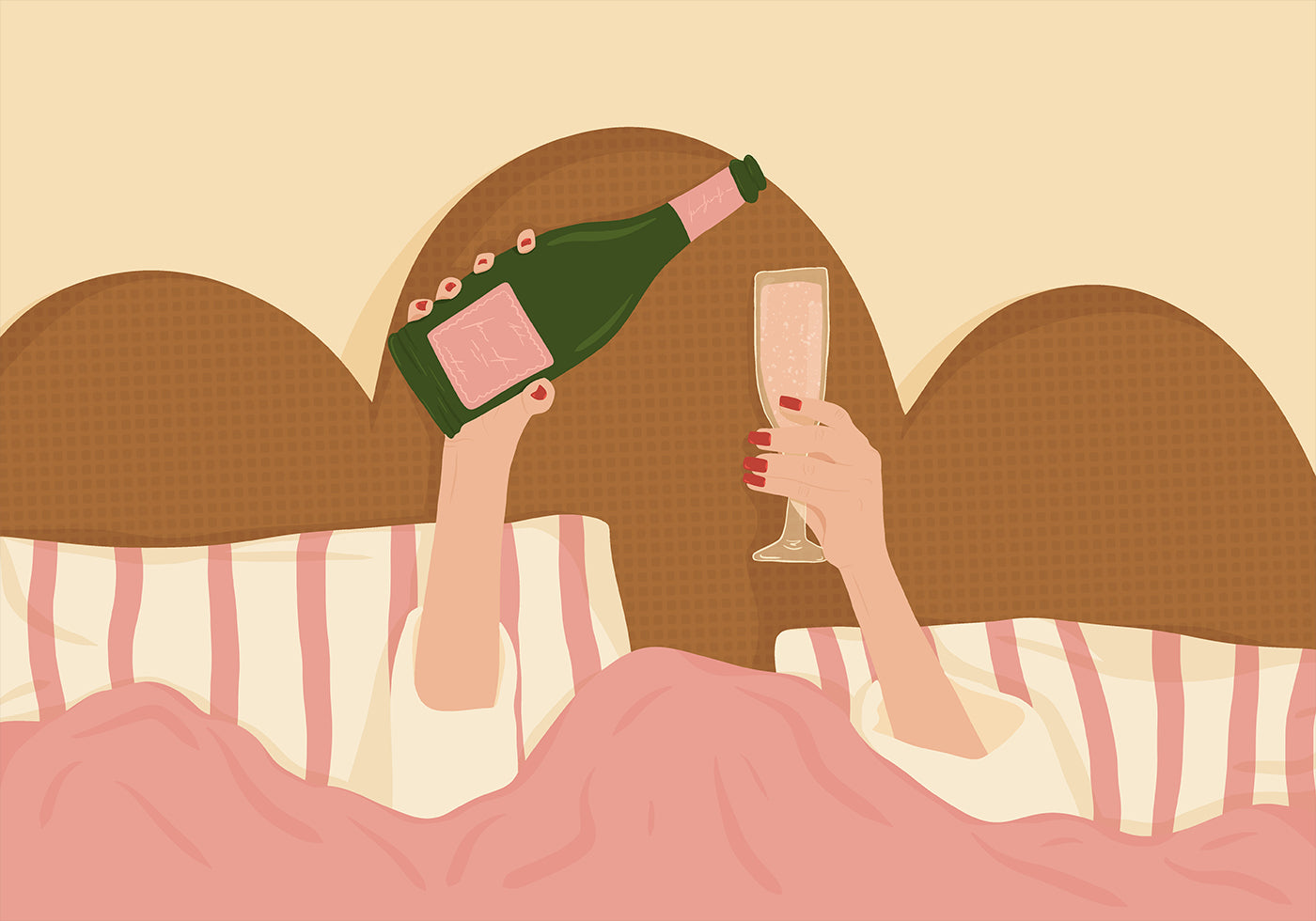 Champagne au lit Illustration Poster