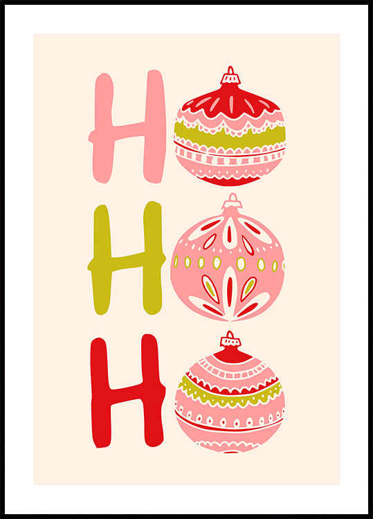HoHoHo Joyeuse petite illustration de Noël Poster
