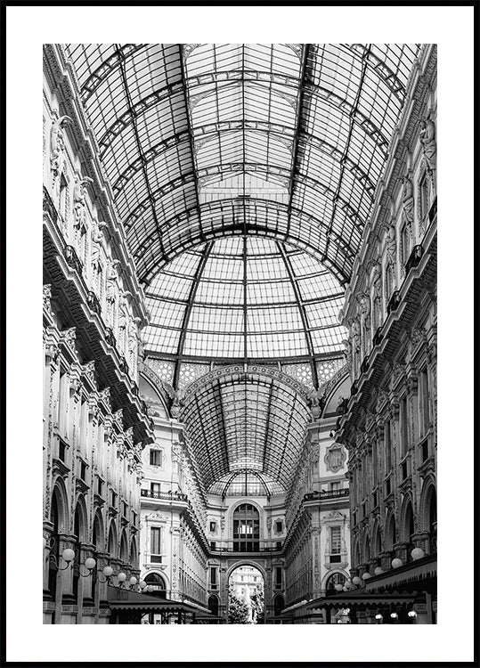 Galleria Vittorio Emanuele II Milan Noir et Blanc Poster
