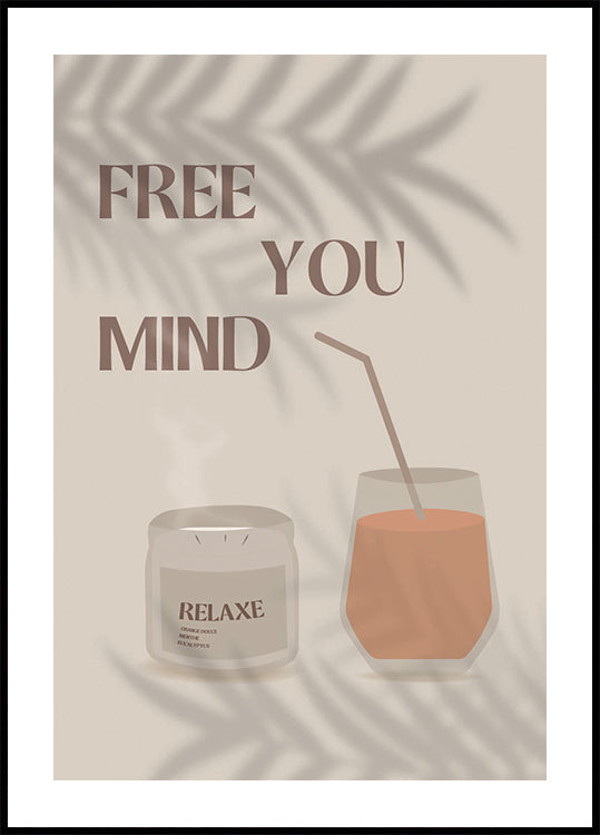 Libérez votre esprit 2, un été apaisant avec une bougie et un verre de jus Poster