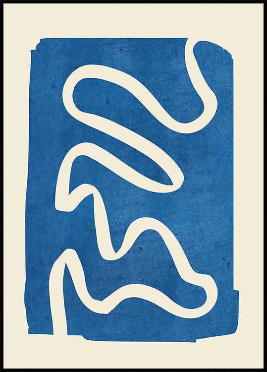 Bleu minimal abstrait géométrique Poster