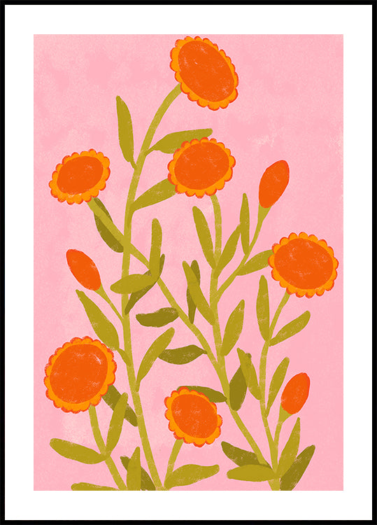 Fleurs orange vibrantes Poster