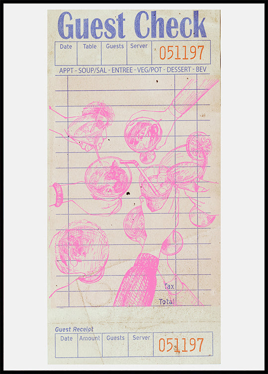 Cheers Guest Check Rose Poster