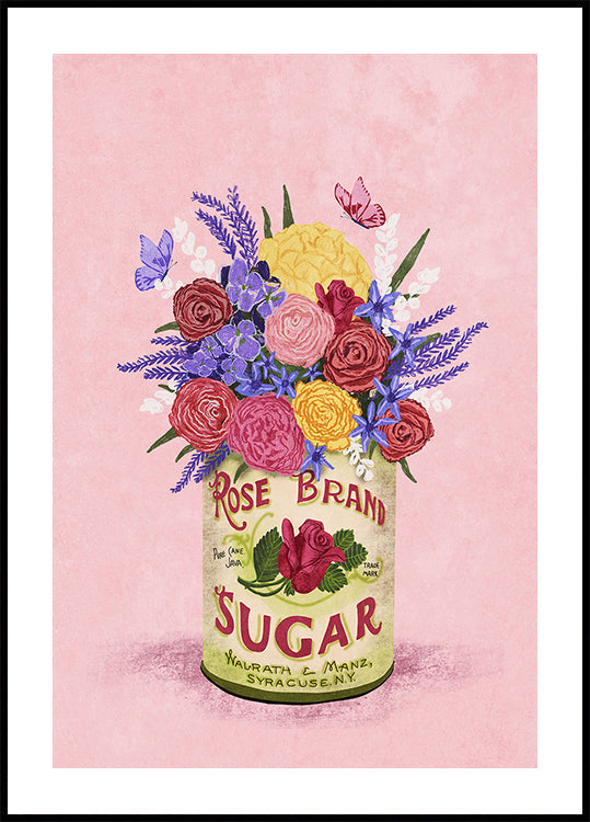 Fleurs dans une canette vintage Poster