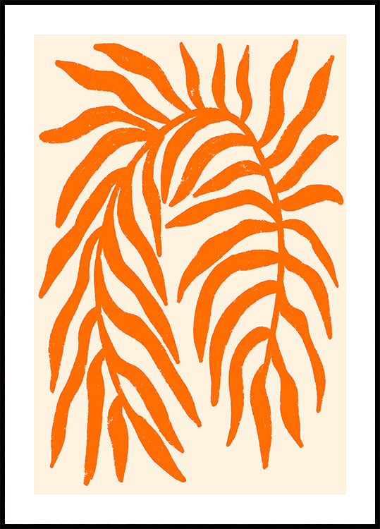 Branche texturée silhouette orange Poster