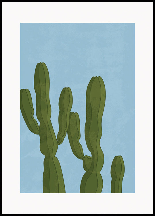 Croissance du désert, silhouettes de cactus Poster