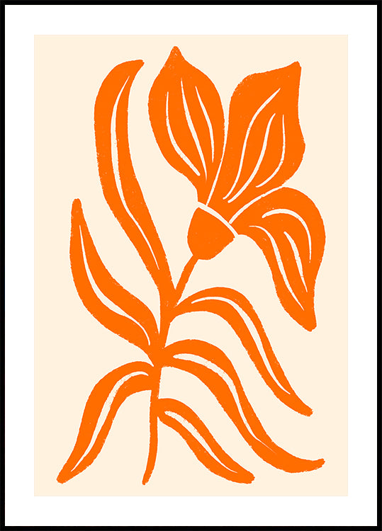 Tulipe stylisée orange abstraite Poster
