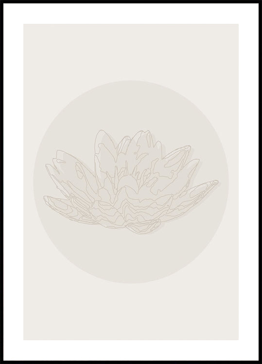 Lotus Serenity, dessin au trait botanique Poster