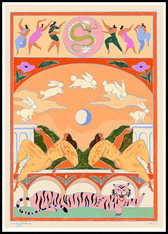 Lapin saute par-dessus la lune Poster