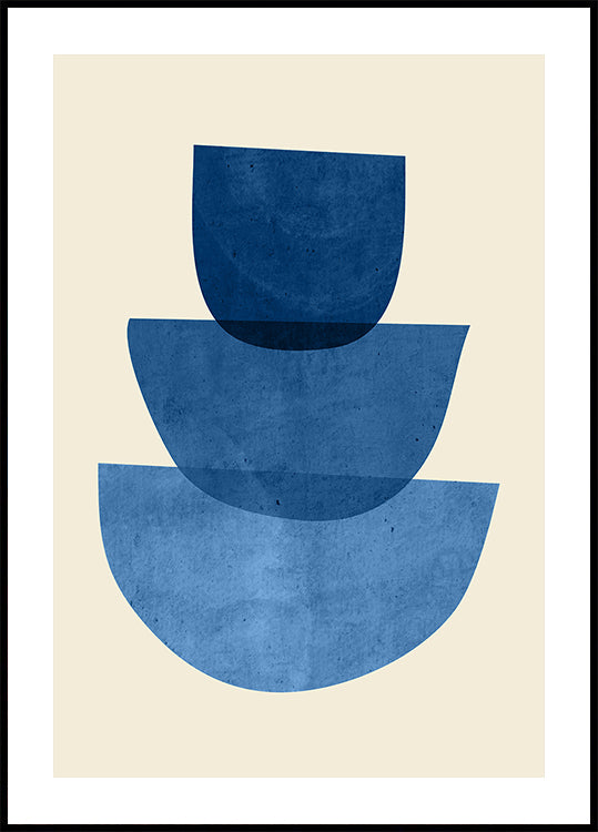 Formes abstraites géométriques bleues Poster