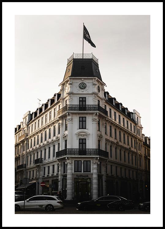 Affiche de soirée du bâtiment historique de Copenhague