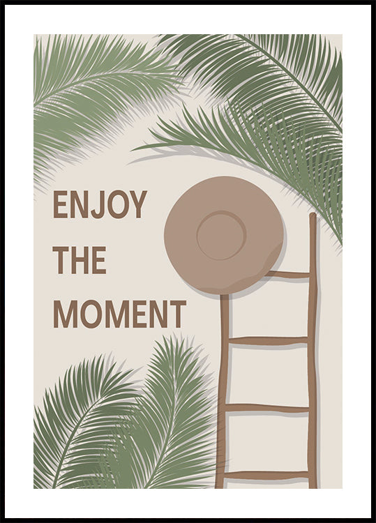 Profitez du moment 3, citation d'été tropical avec échelle et chapeau Poster