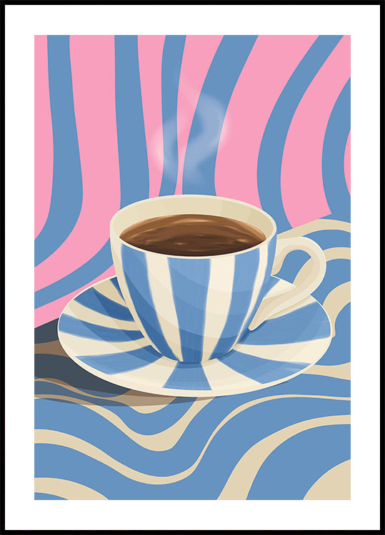 Tasse à café rayée Poster