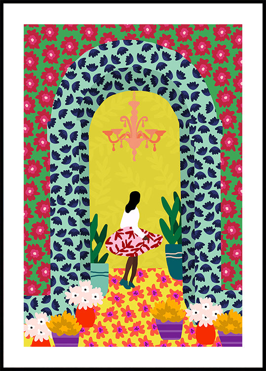 Fille de portail floral