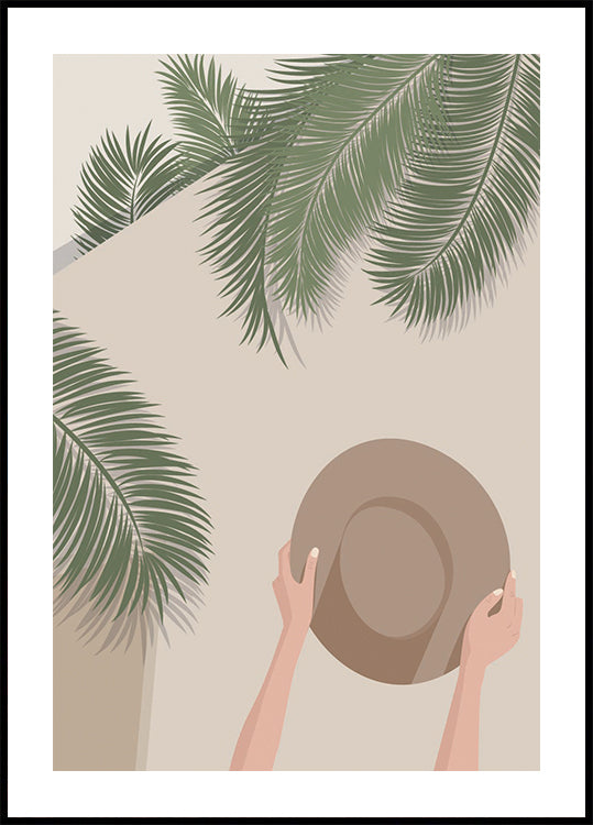 Profitez du moment 1, palmiers tropicaux et chapeau d'été Poster