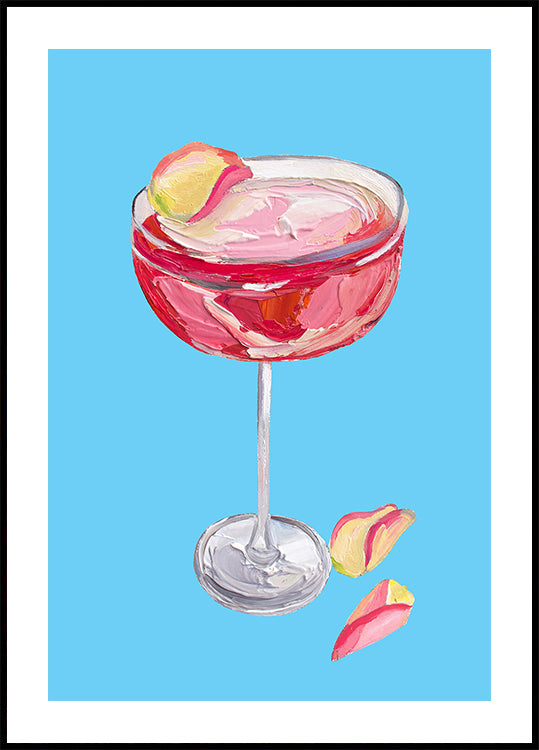Cocktail au gin rose pétillant Poster