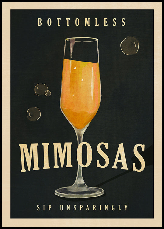 Affiche d'art de bar à cocktails Art déco Mimosas sans fond