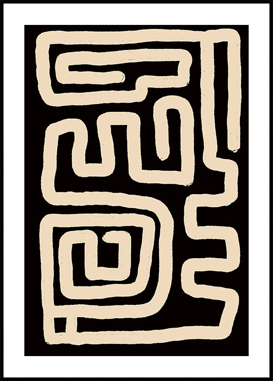 Lignes de labyrinthe beiges Poster