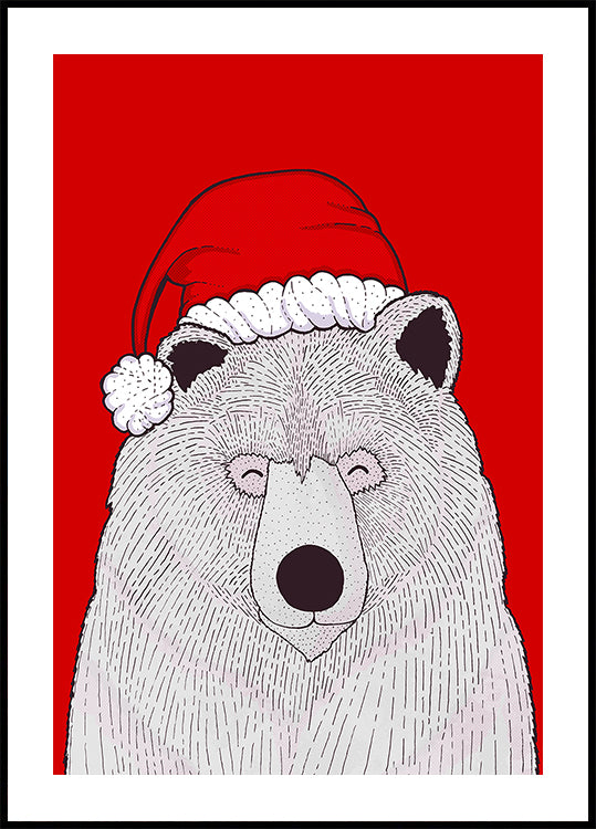 Ours rouge du Père Noël Poster