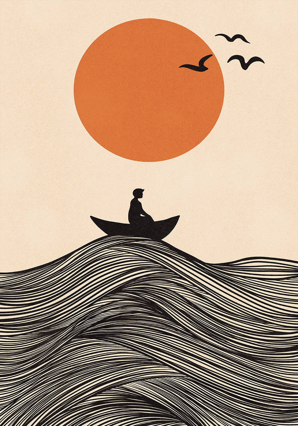 Bateau et soleil Poster