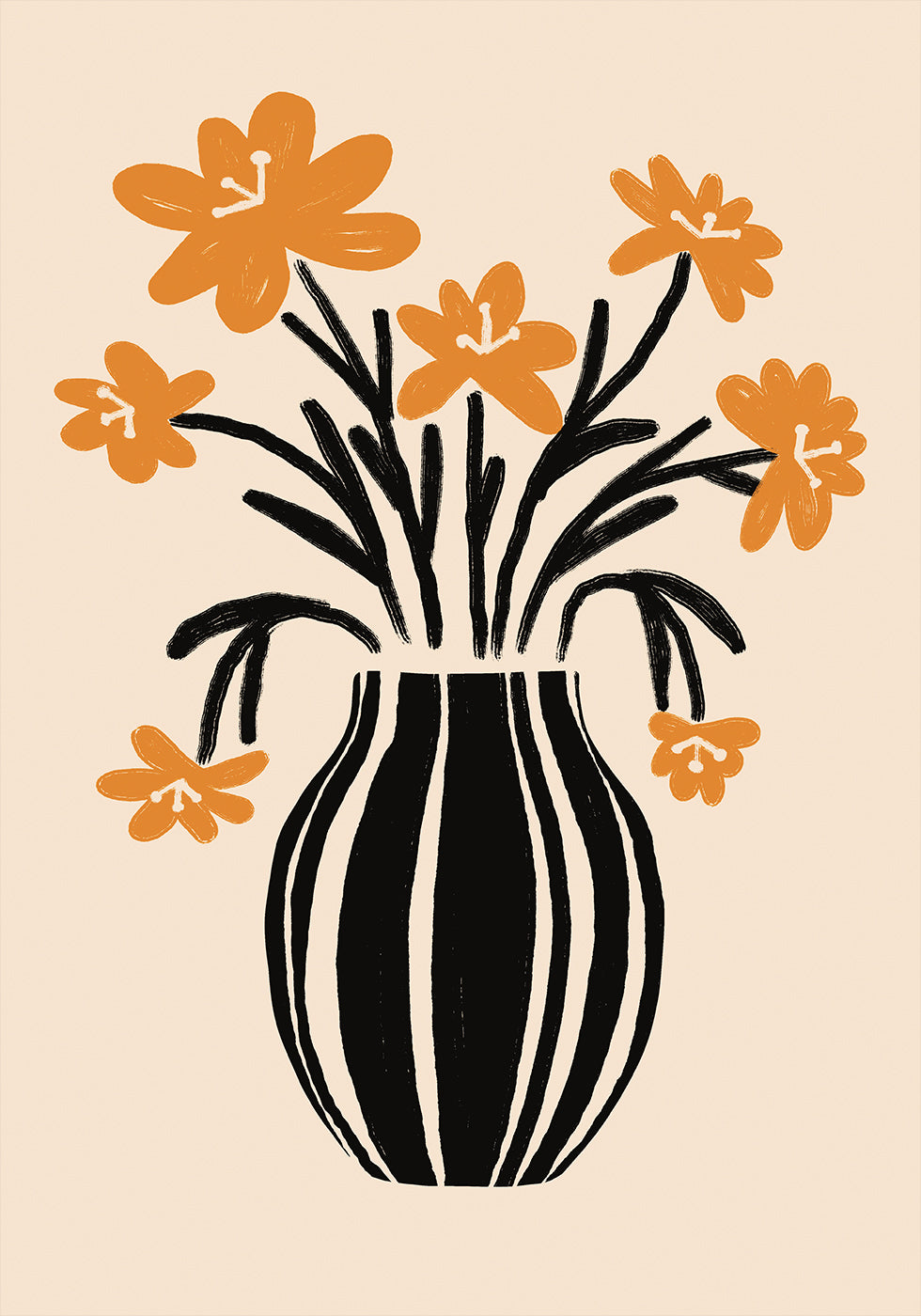 Fleurs de vase orange Poster