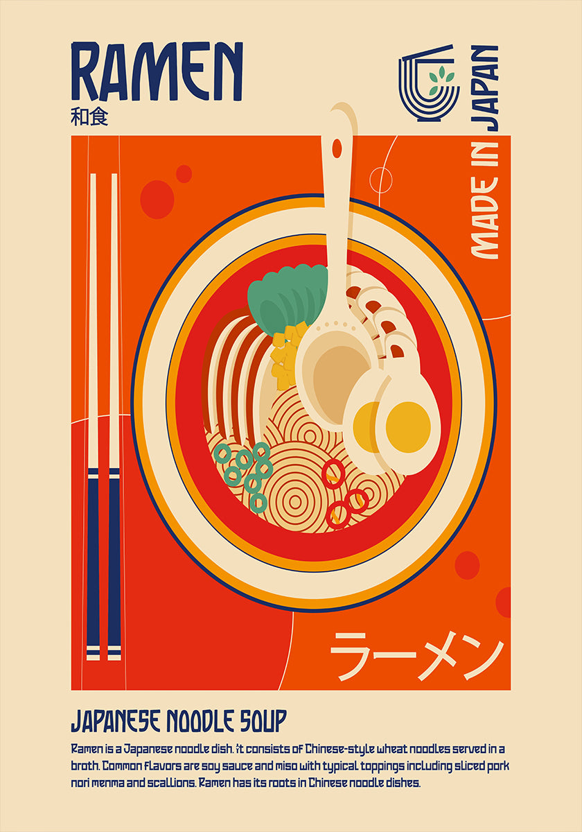 Ramen, nourriture japonaise, impression, affiche