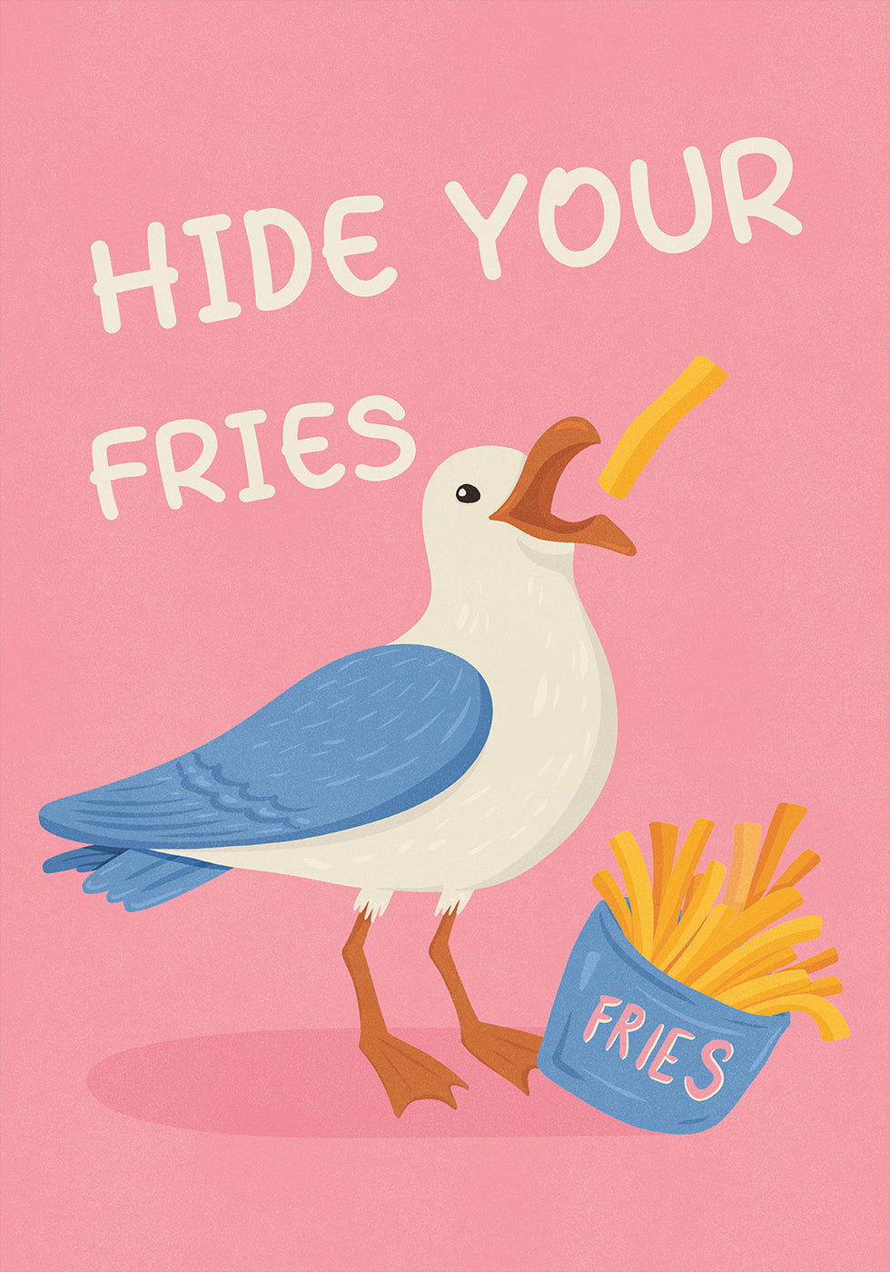 Mouette avec des frites Illustration humoristique Poster