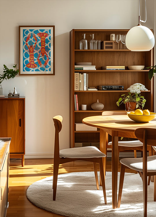 Langoustines sur bleu Poster