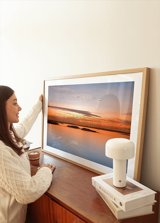 coucher de soleil sur la ville Poster