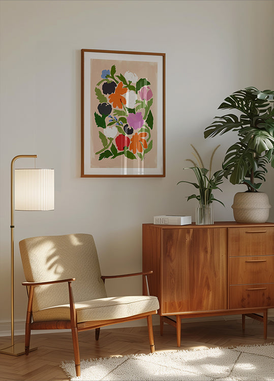 Fleurs abstraites florales vibrantes Poster