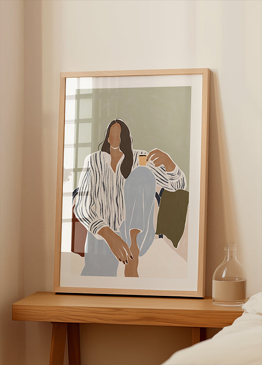 Femme appréciant une tasse d’espresso Poster