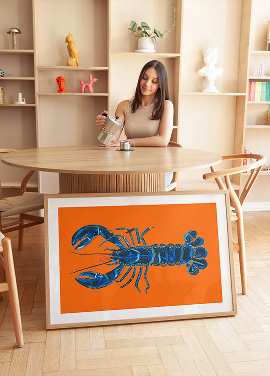 Homard sur orange Poster