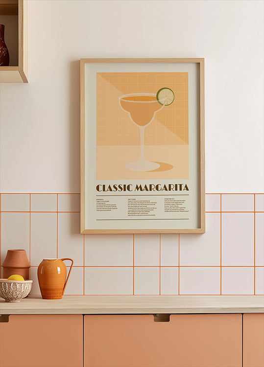 Cocktail Margarita classique, affiche d'art de recette