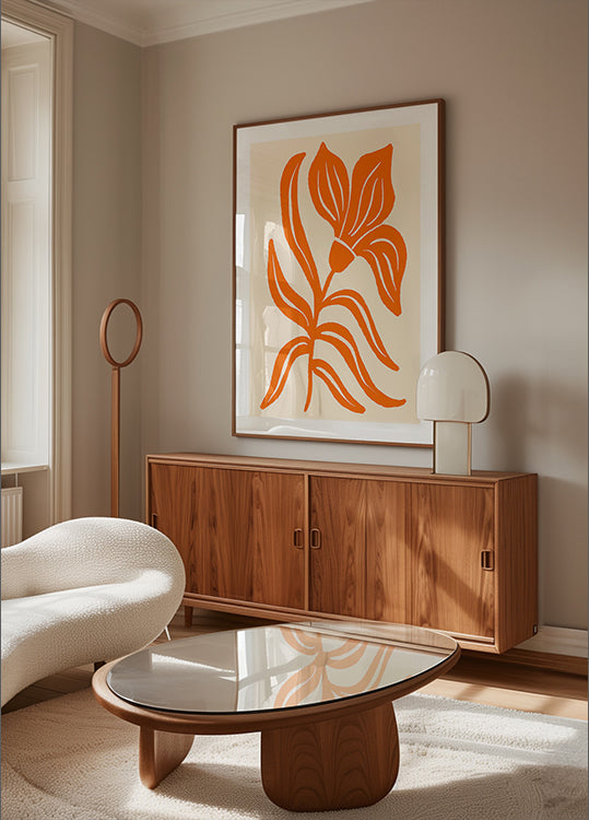 Tulipe stylisée orange abstraite Poster