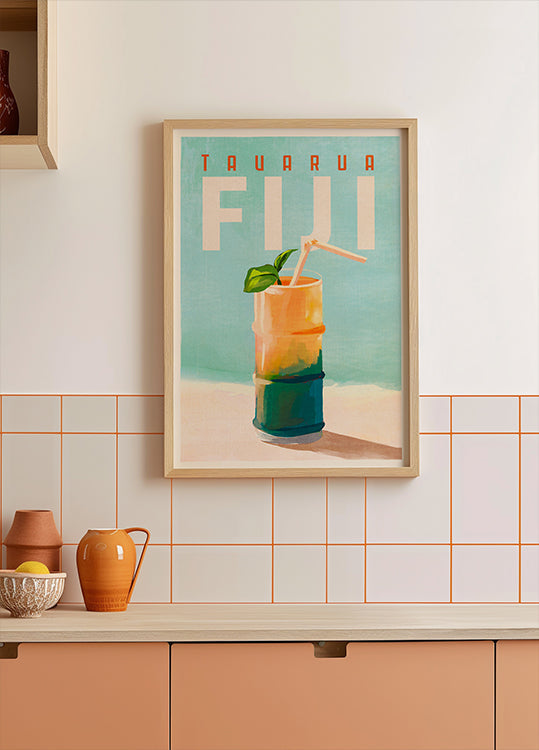 Tavarua Fidji Cocktail Voyage Art Poster