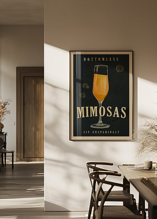 Affiche d'art de bar à cocktails Art déco Mimosas sans fond