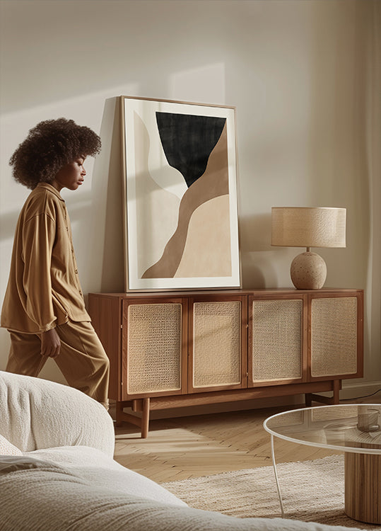 Art abstrait beige et marron Poster