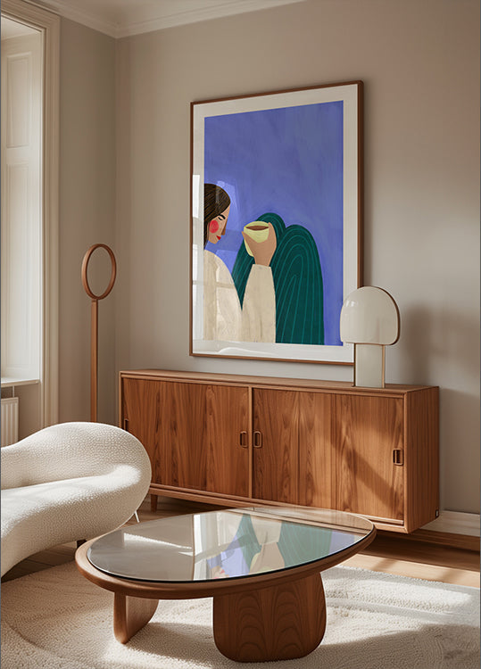 En sirotant un café Poster