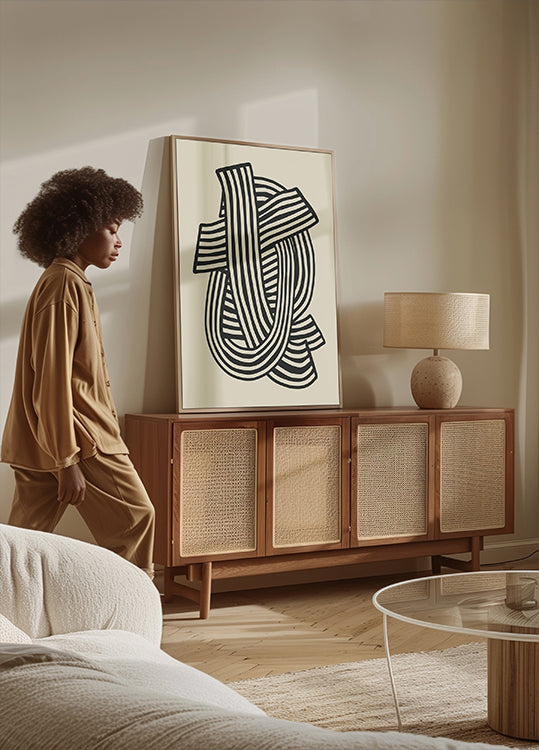 Résumé rayé en noir Poster