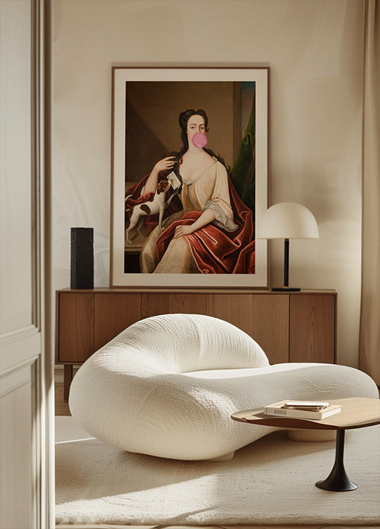 Portrait et chien de Bubble Gum Renaissance / Art modifié Poster