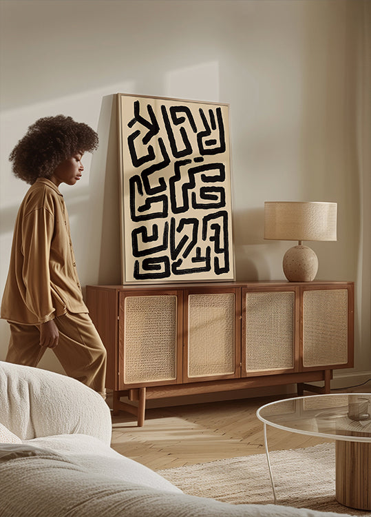 Lignes de labyrinthe abstraites Poster